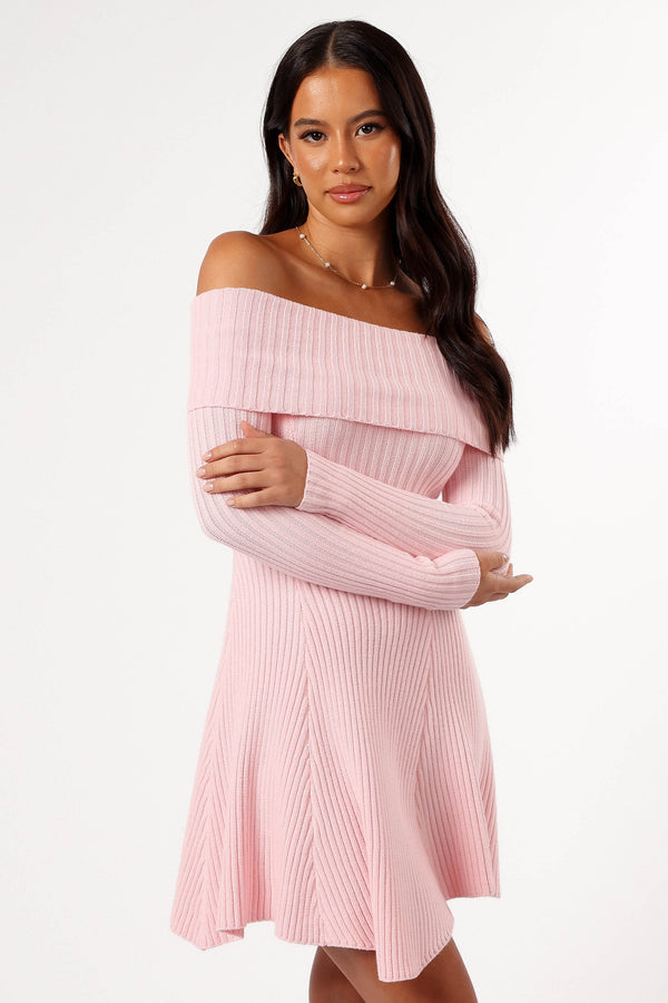 DRESSES @Francisco Long Sleeve Mini Dress - Pink