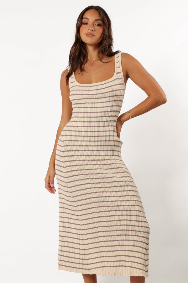 DRESSES @Henry Striped Dress - Cream Mocha (Hold for Cool Beginnings)