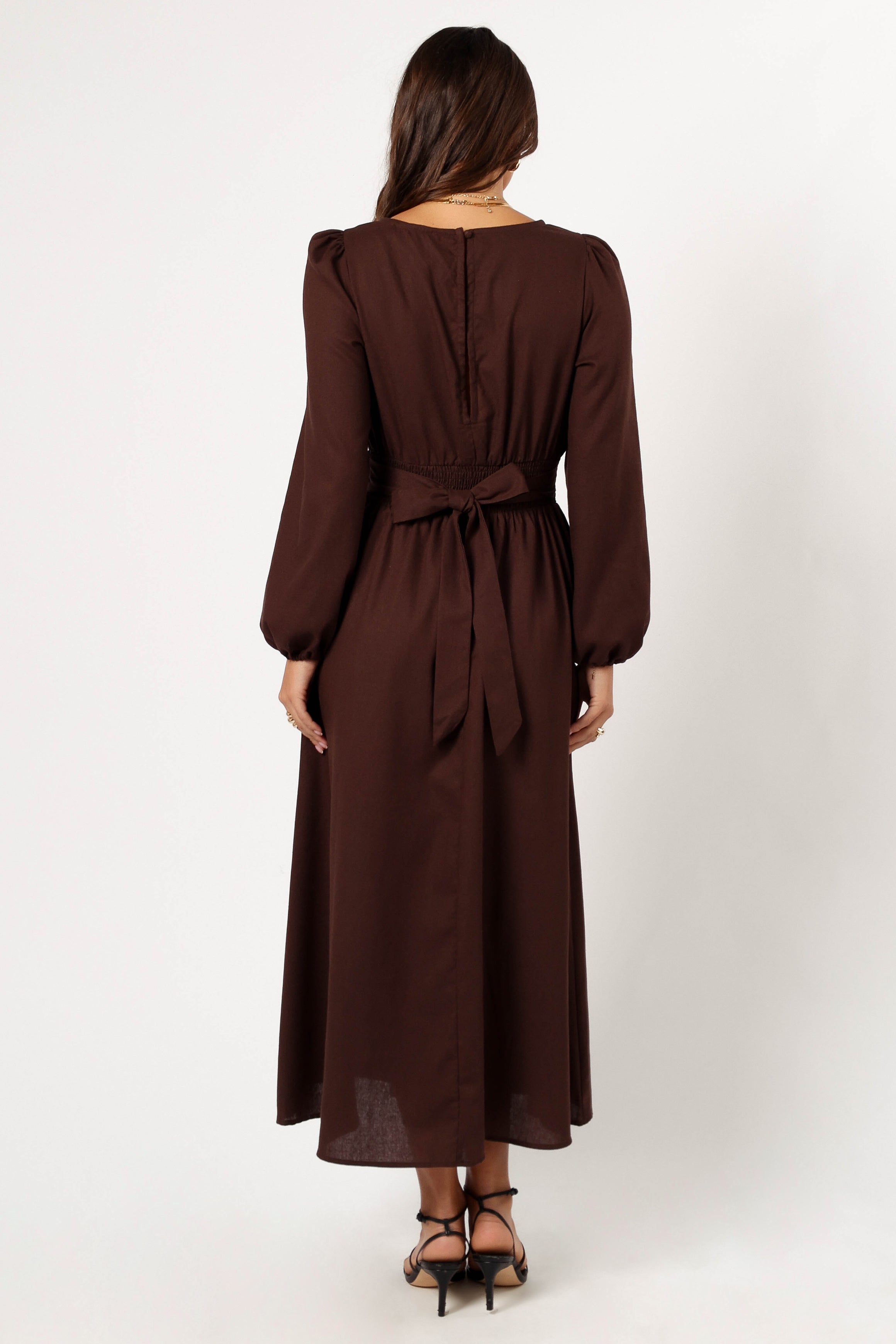 Roman Long Sleeve Maxi Dress Brown S Petal Pup