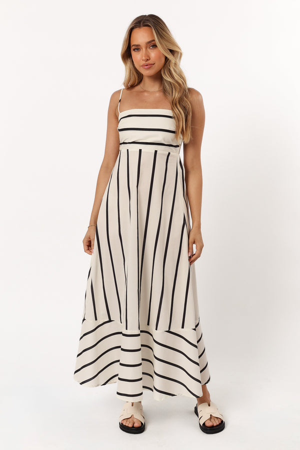 DRESSES @Shantelle Midi Dress - Cream Stripe (Hold for Winter Essentials)