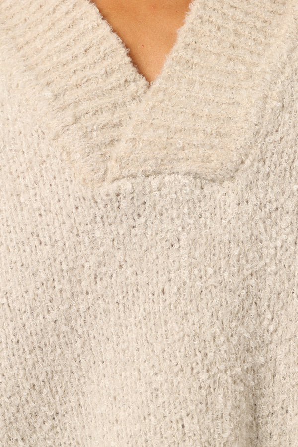 KNITWEAR @Charisma Vneck Knit Sweater - Beige