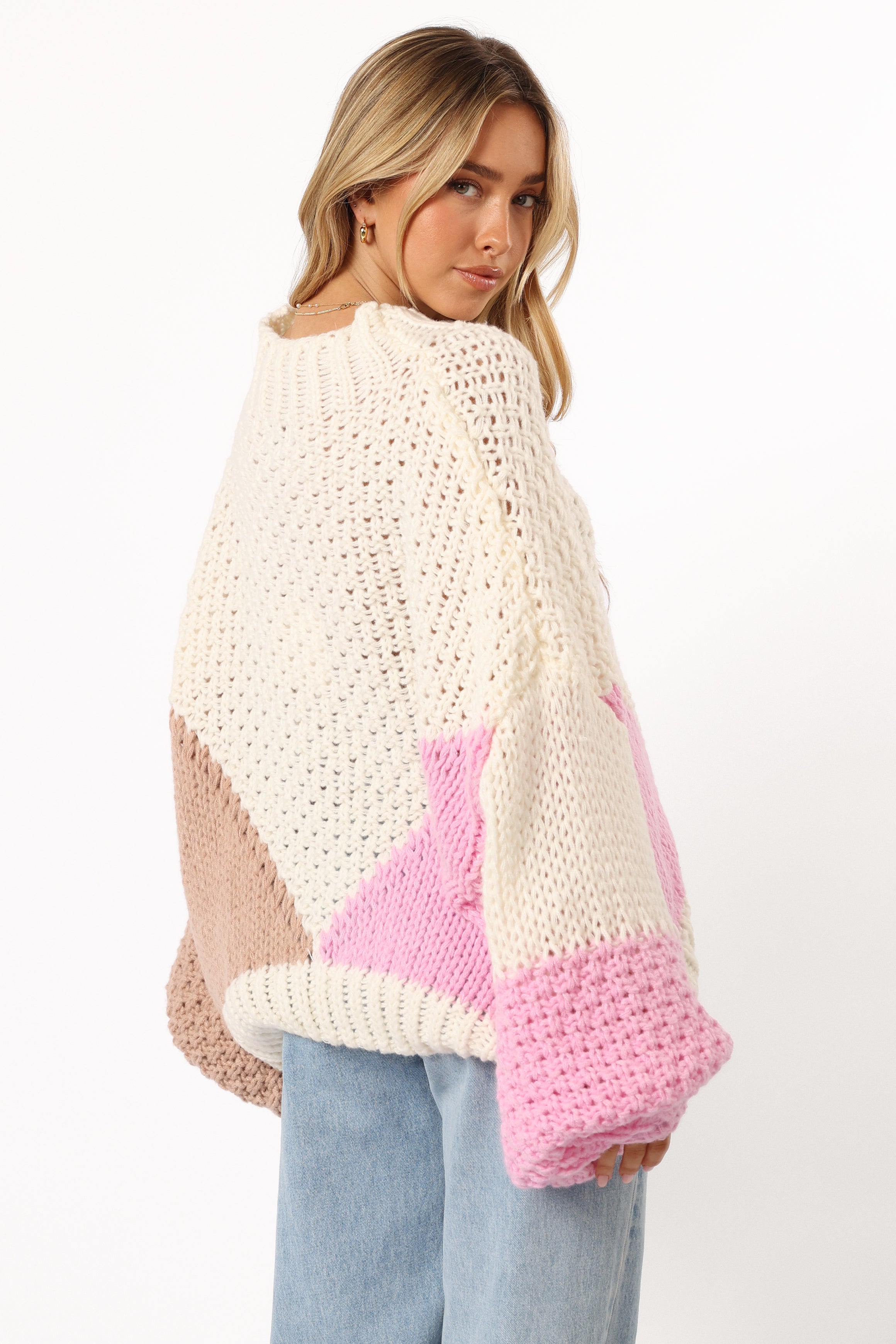 KNITWEAR @Koda Pattern Knit Sweater - Pink Multi
