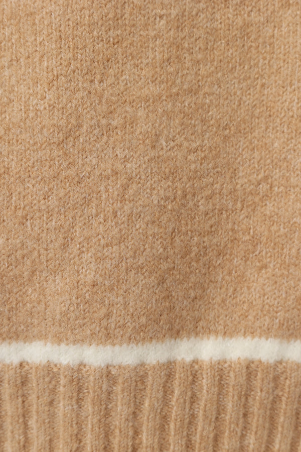 KNITWEAR @Rylee Contrast Hem Knit Sweater - Camel