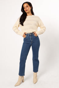 KNITWEAR @Watton Stripe Knit Sweater - Cream