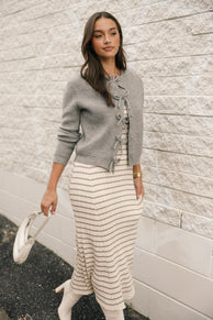 KNITWEAR @Wilde Bow Front Cardigan - Light Grey