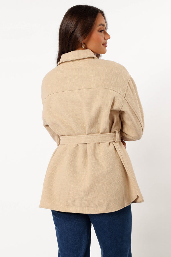 OUTERWEAR @Arlow Tie Front Shacket - Cream (Hold for Winter Essentials)