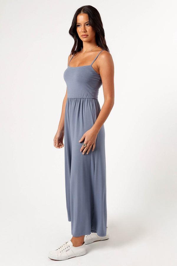 PLAYSUITS @Kameron Knit Jumpsuit - Dusty Blue