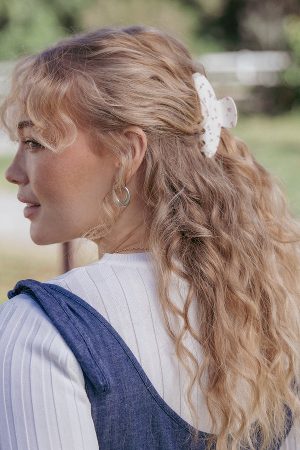 Petal and Pup USA ACCESSORIES Adelaide Hair Clip - Cream Floral One Size