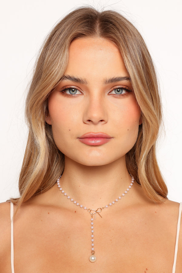 Petal and Pup USA ACCESSORIES Aldo Bow Necklace - Pearl One Size
