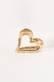 Petal and Pup USA ACCESSORIES Amore Heart Hair Clip - Gold One Size