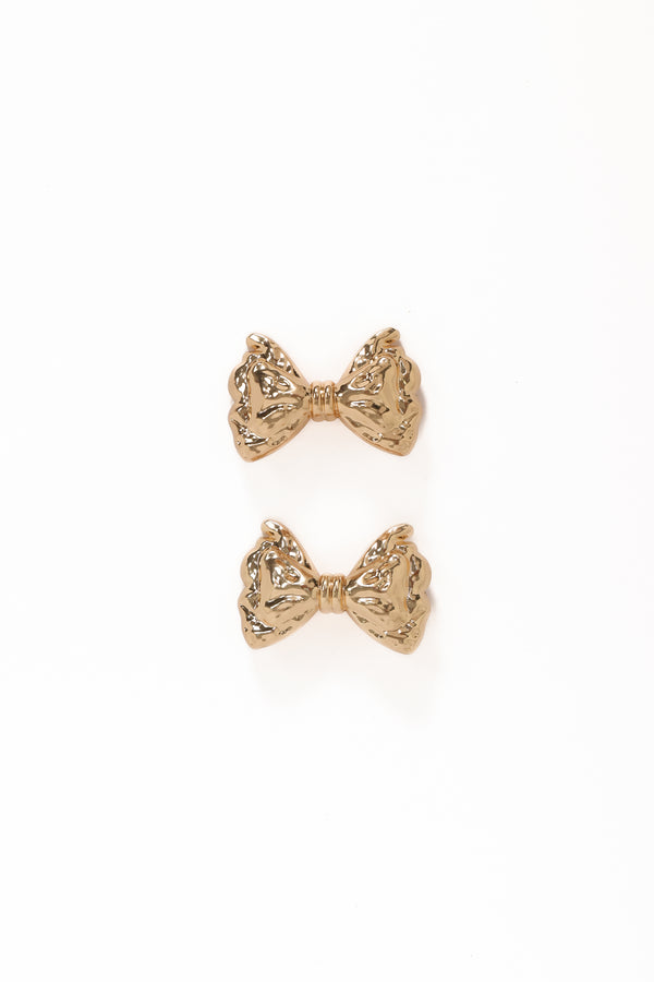 Petal and Pup USA ACCESSORIES Aspen Hair Bow Set - Gold One Size