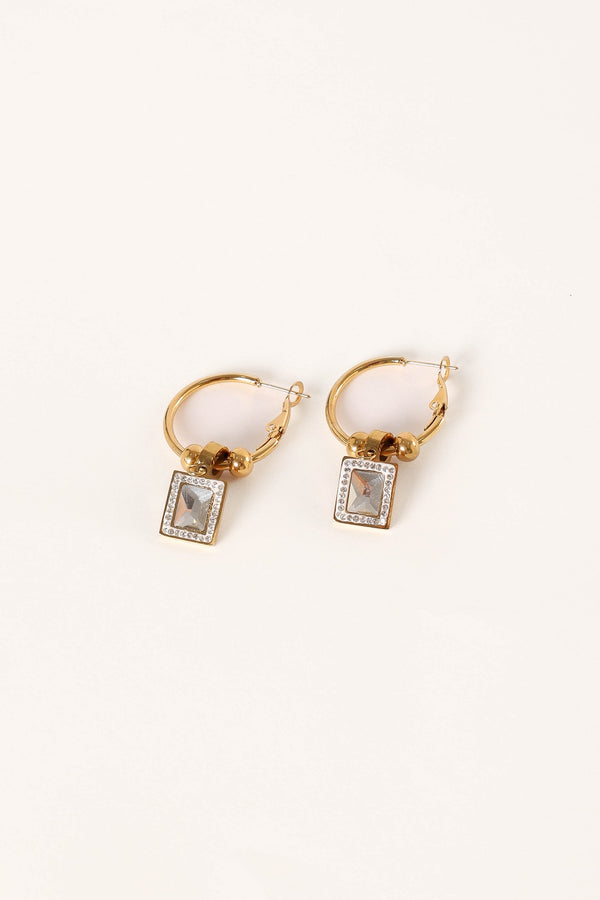 ACCESSORIES @Audrey Charm Hoop Earrings - Gold