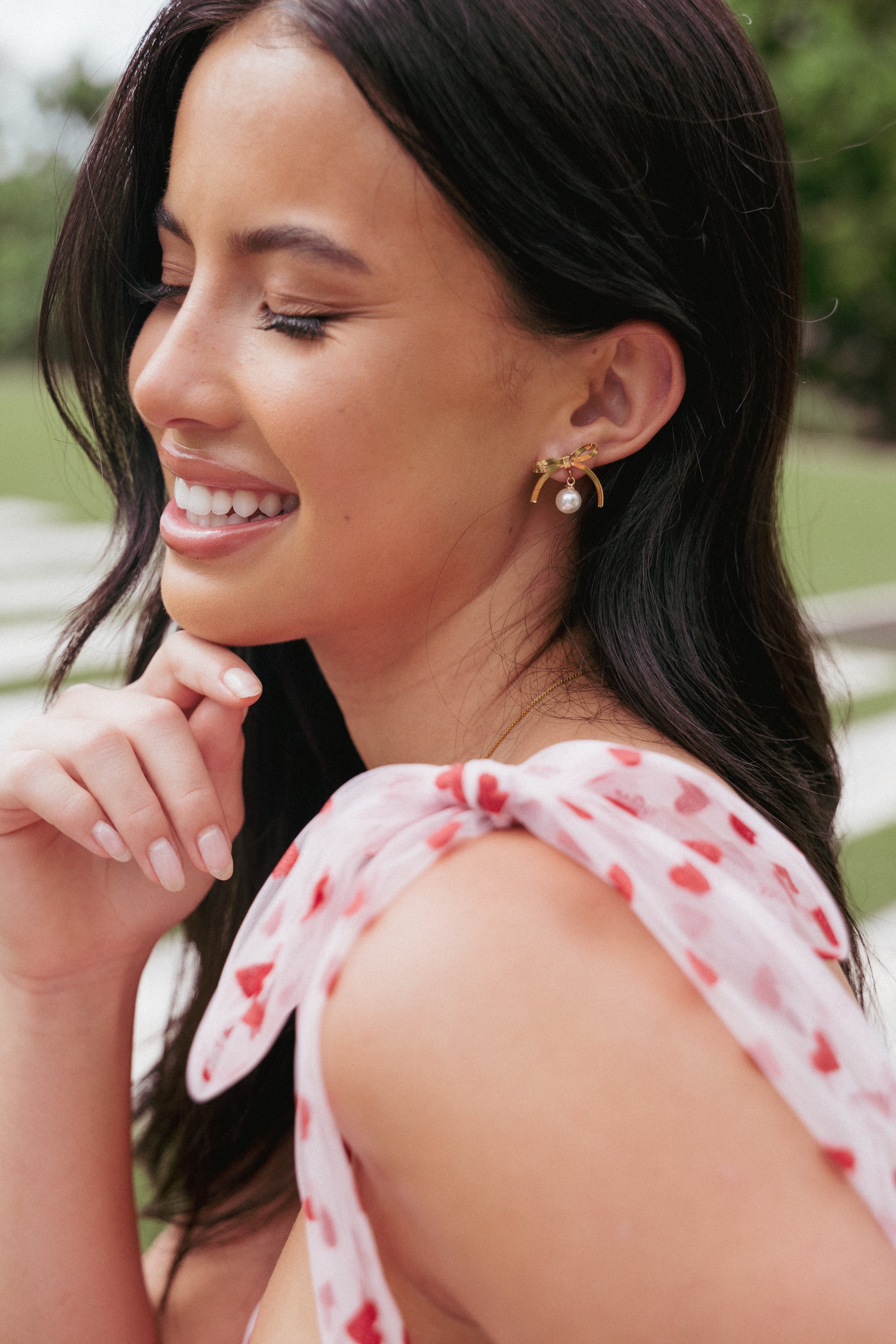 Petal and Pup USA ACCESSORIES Aurora Bow Earrings - Gold One Size