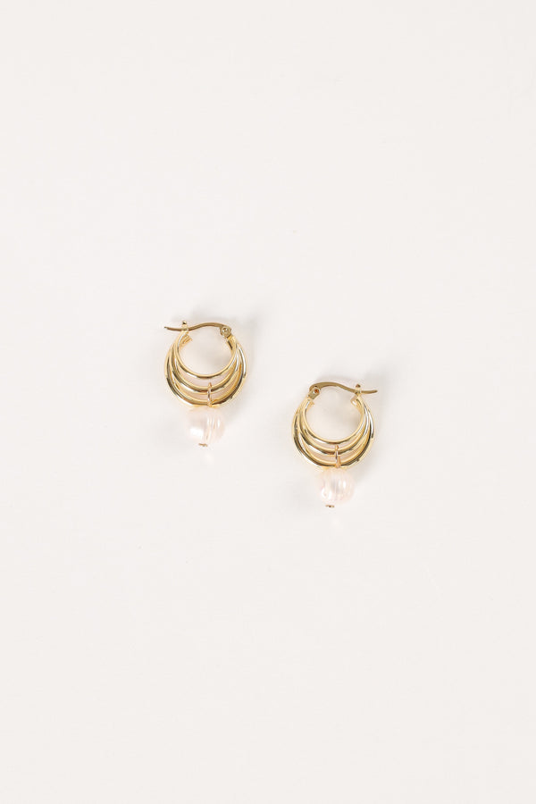 Petal and Pup USA ACCESSORIES Bernyce Hoop Pear Earrings - Gold One Size