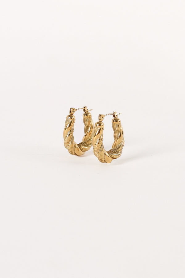 ACCESSORIES @Beth Twist Hoop Earrings - Gold