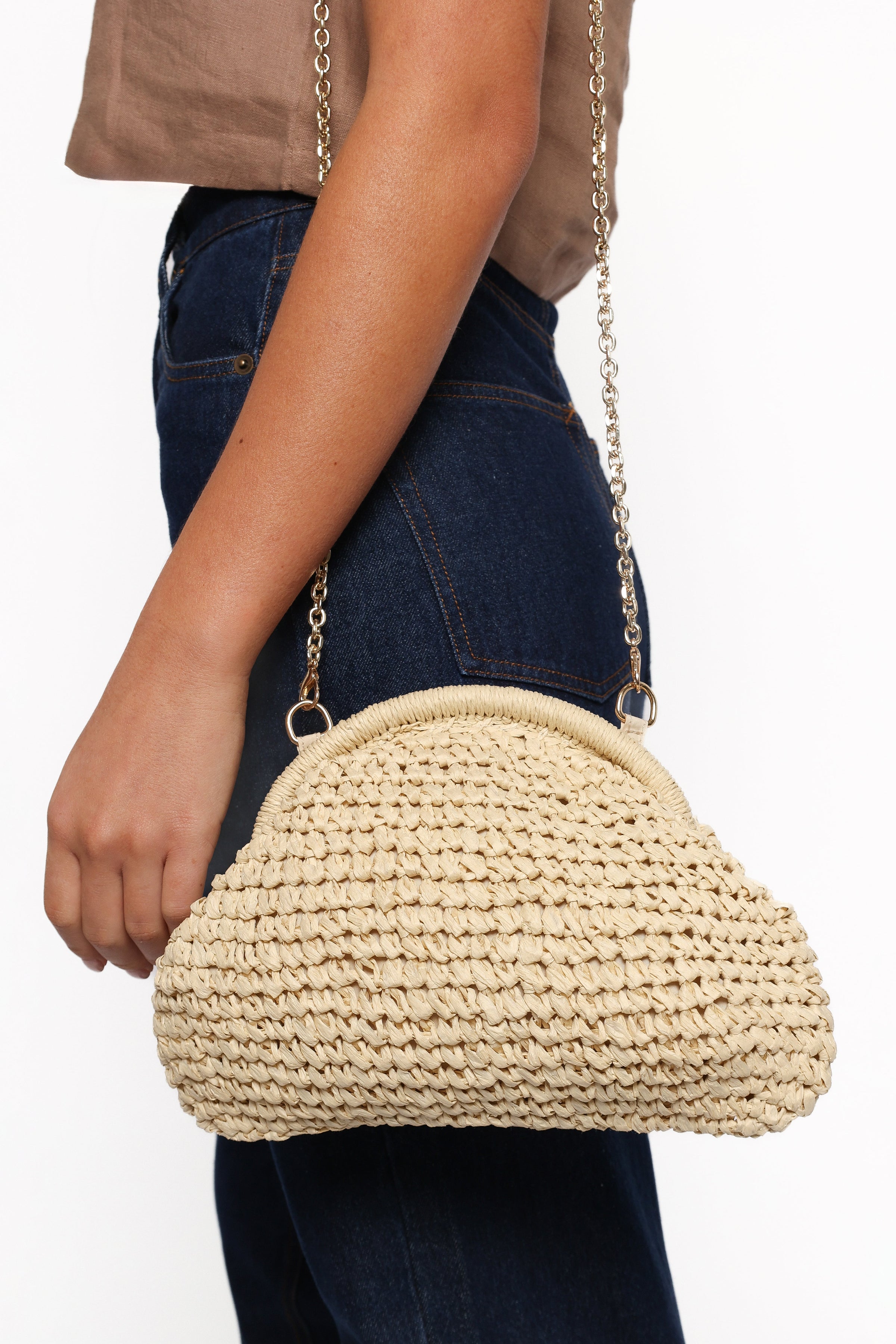 Petal and Pup USA ACCESSORIES Bett Clutch Bag - Natural/Raffia One Size