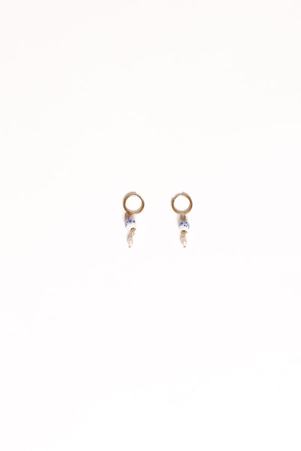 Petal and Pup USA ACCESSORIES Bree Earrings - Blue/Pearl One Size