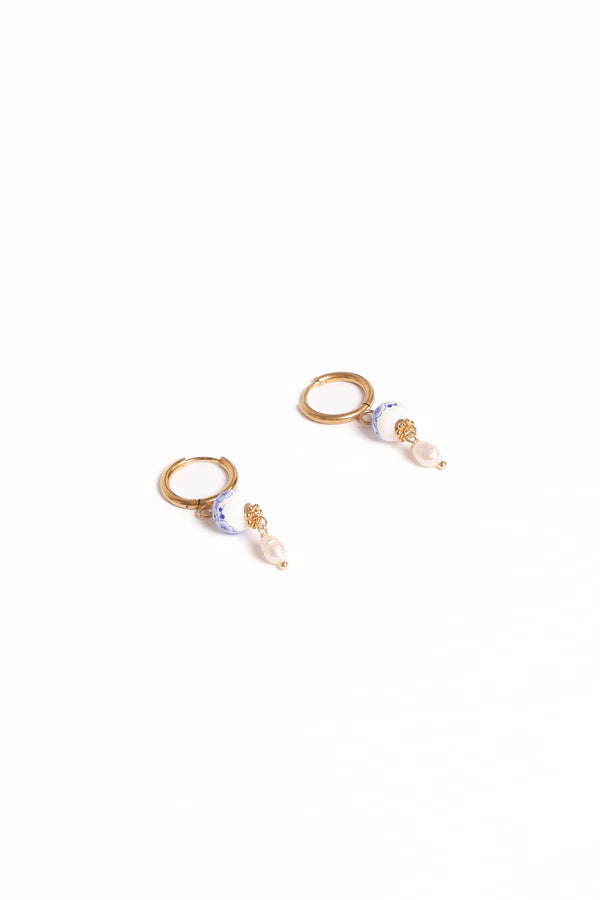 Petal and Pup USA ACCESSORIES Bree Earrings - Blue/Pearl One Size