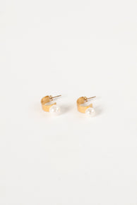 Petal and Pup USA ACCESSORIES Callie Pearl Hoop Earrings - Gold One Size