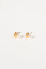 Petal and Pup USA ACCESSORIES Callie Pearl Hoop Earrings - Gold One Size