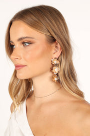 Petal and Pup USA ACCESSORIES Charlotte Flower Earrings - Gold One Size