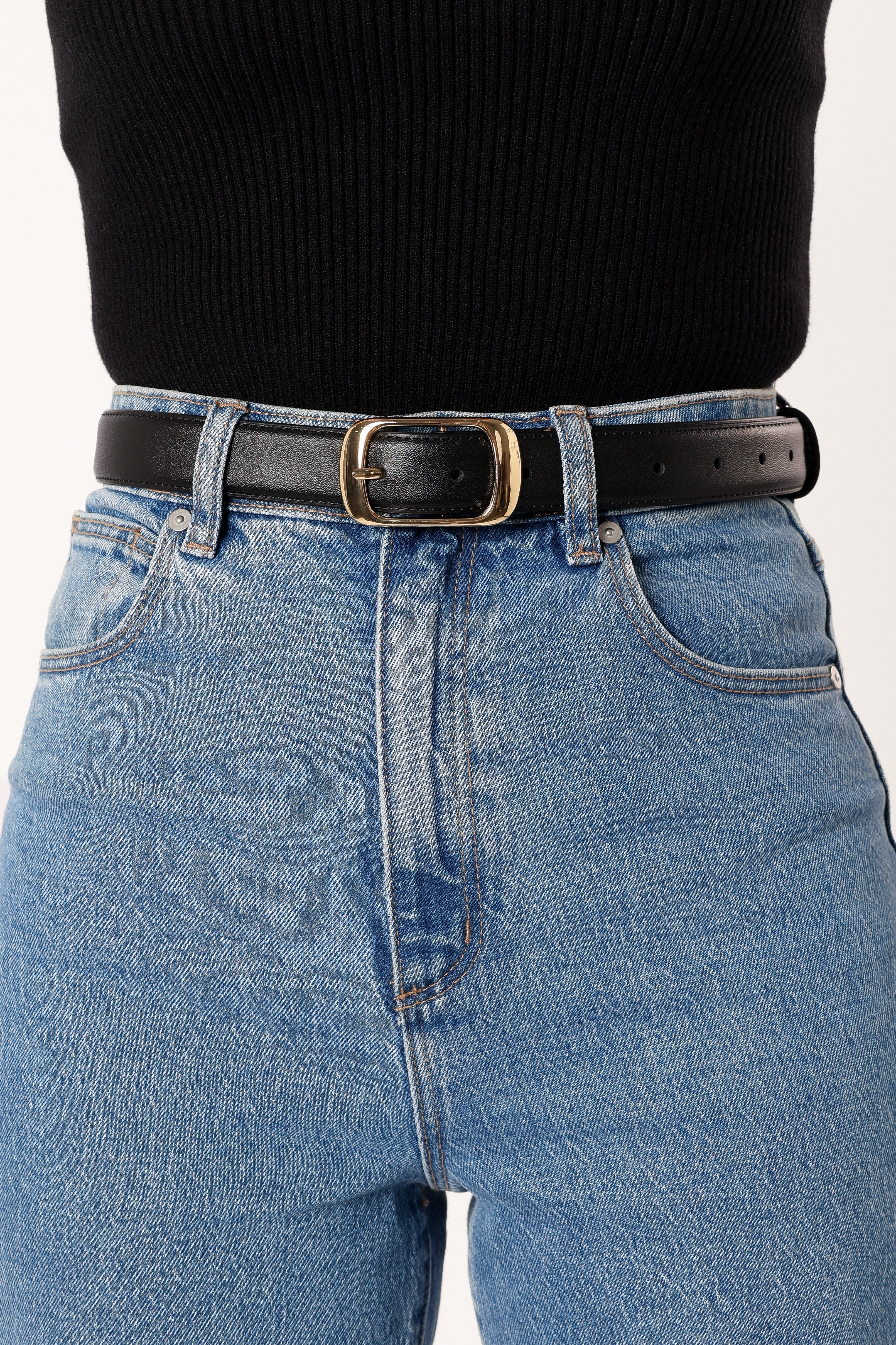 Georgette Black Leather Belt, Belts, Accessories