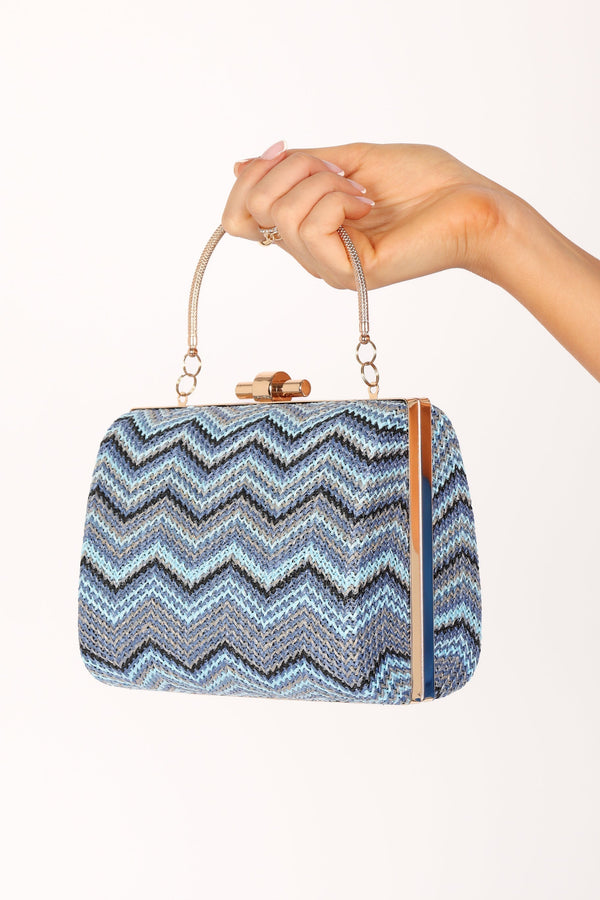 Petal and Pup USA ACCESSORIES Claudia Clutch - Blue Chevron One Size