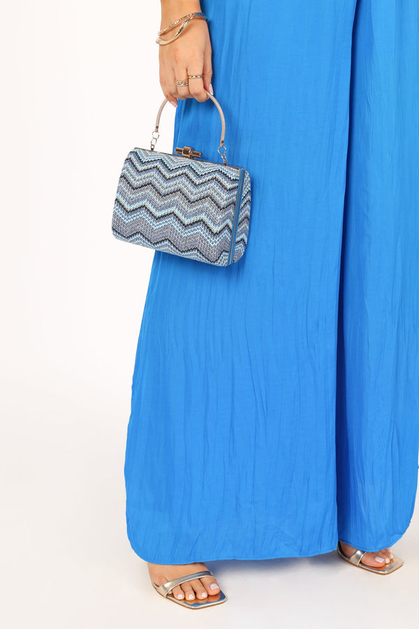 Petal and Pup USA ACCESSORIES Claudia Clutch - Blue Chevron One Size