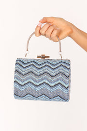 Petal and Pup USA ACCESSORIES Claudia Clutch - Blue Chevron One Size