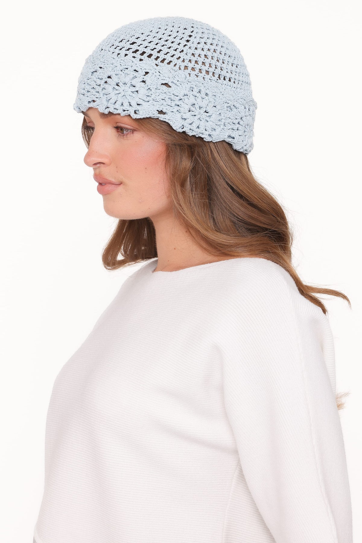 Petal and Pup USA ACCESSORIES Crochet Beanie - Dusty Blue One Size