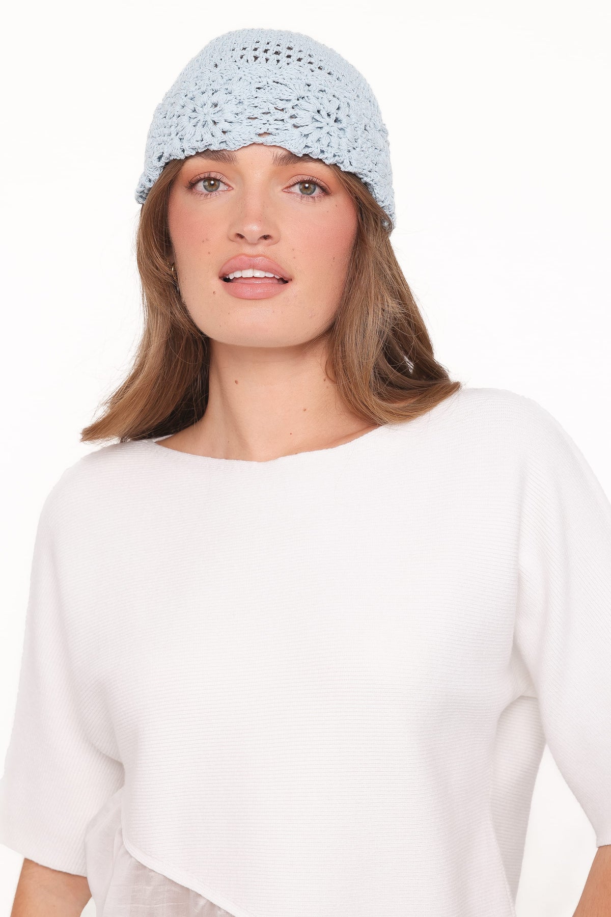 Petal and Pup USA ACCESSORIES Crochet Beanie - Dusty Blue One Size