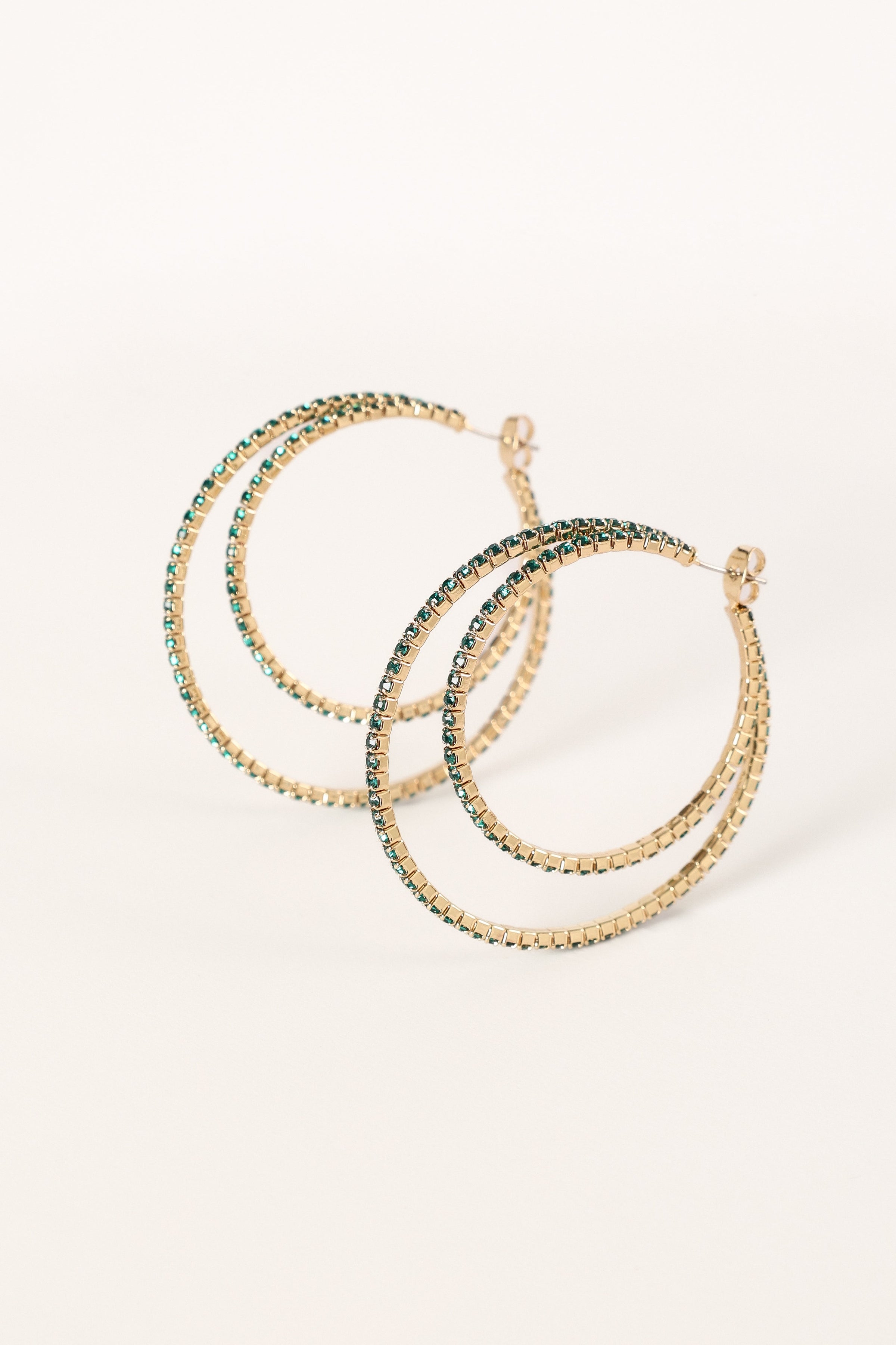 Petal and Pup USA ACCESSORIES Dancer Double Hoop Earrings - Green One Size