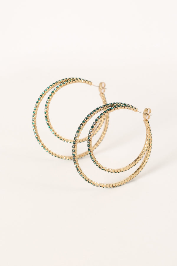 Petal and Pup USA ACCESSORIES Dancer Double Hoop Earrings - Green One Size