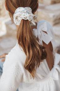 Petal and Pup USA ACCESSORIES Edith Scrunchie - Blue Floral One Size