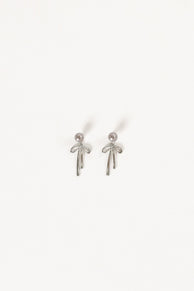 Petal and Pup USA ACCESSORIES Elena Bow Earrings - Silver One Size