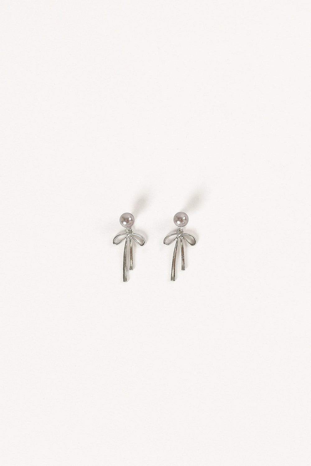 Petal and Pup USA ACCESSORIES Elena Bow Earrings - Silver One Size