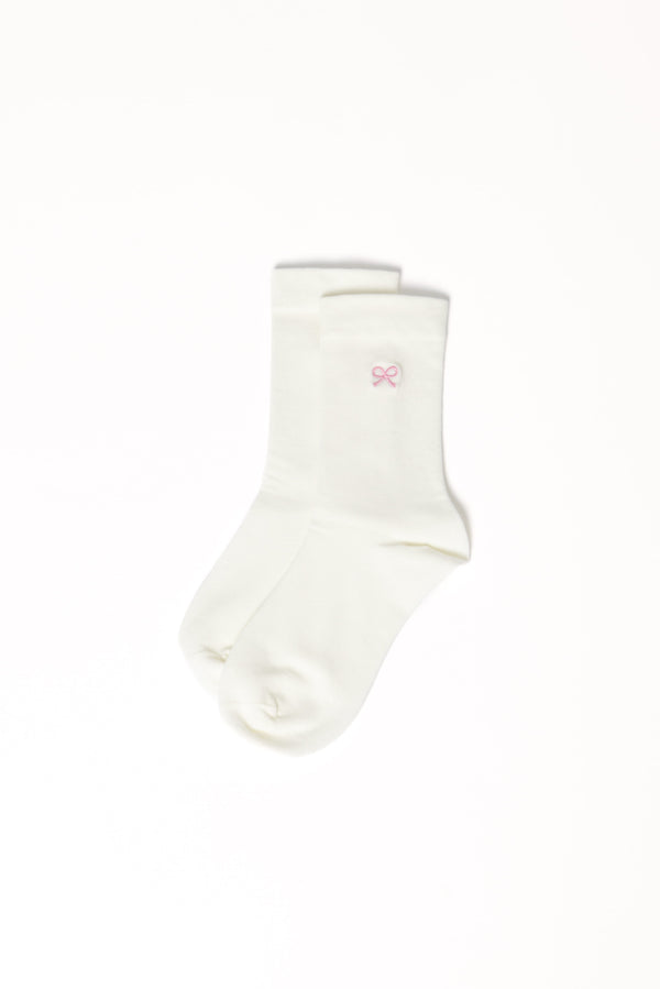Petal and Pup USA ACCESSORIES Elsie Bow Socks - White One Size