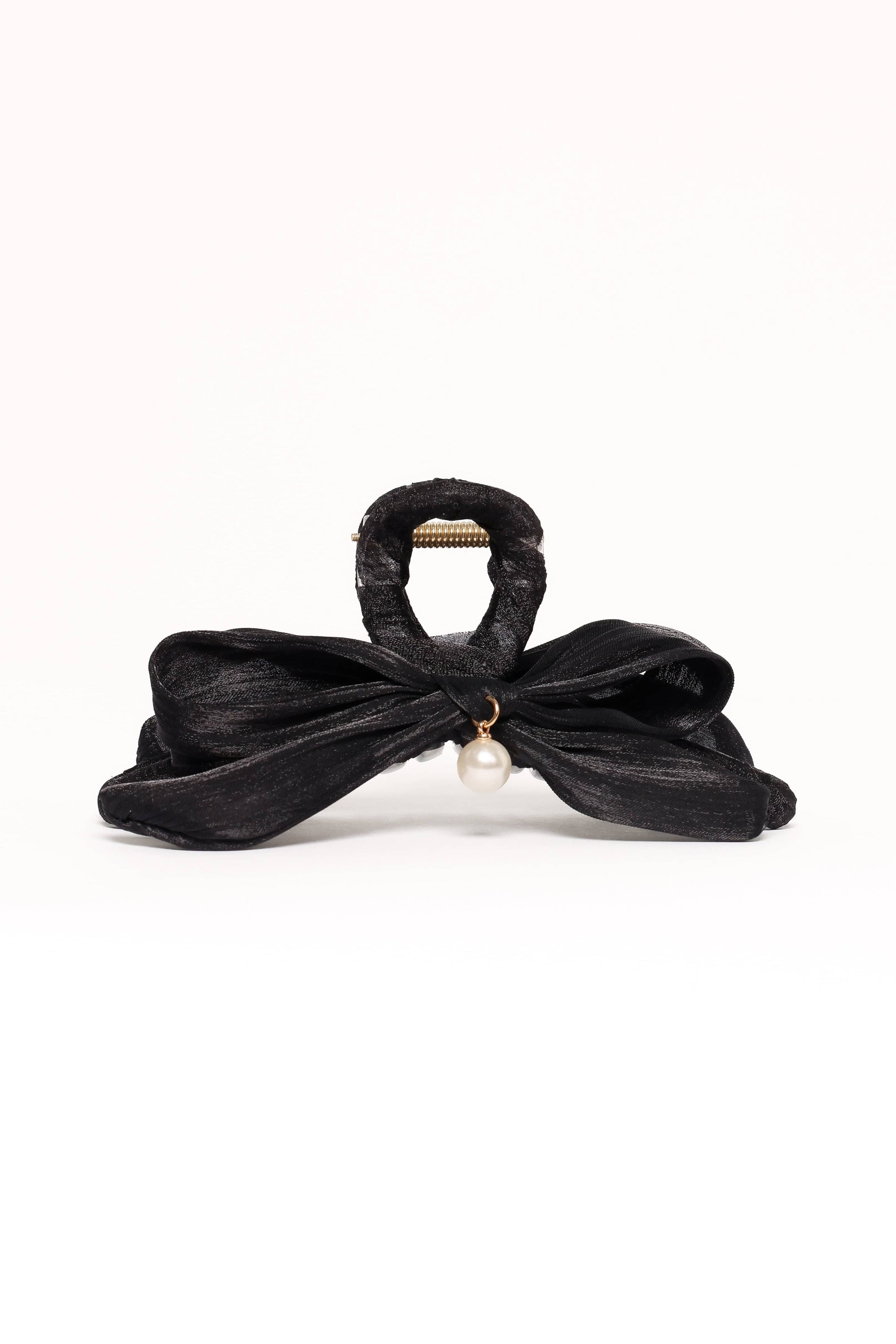 Petal and Pup USA ACCESSORIES Ezra Bow Hair Clip - Black One Size