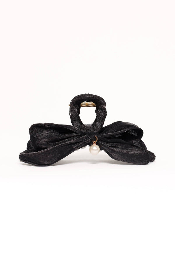 Petal and Pup USA ACCESSORIES Ezra Bow Hair Clip - Black One Size