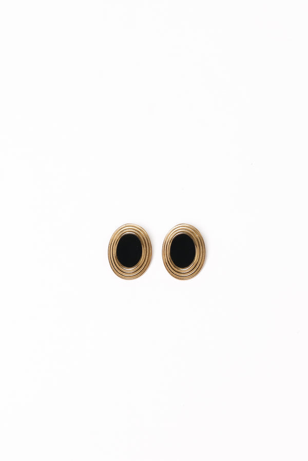 Petal and Pup USA ACCESSORIES Francine Earrings - Black/Gold One Size