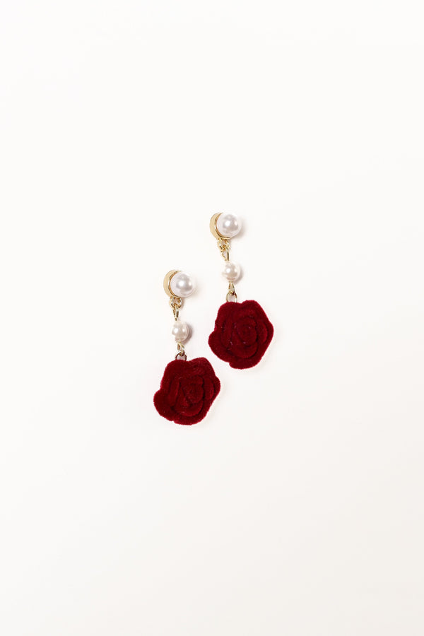 Petal and Pup USA ACCESSORIES Gema Rose Earrings - Gold Red One Size