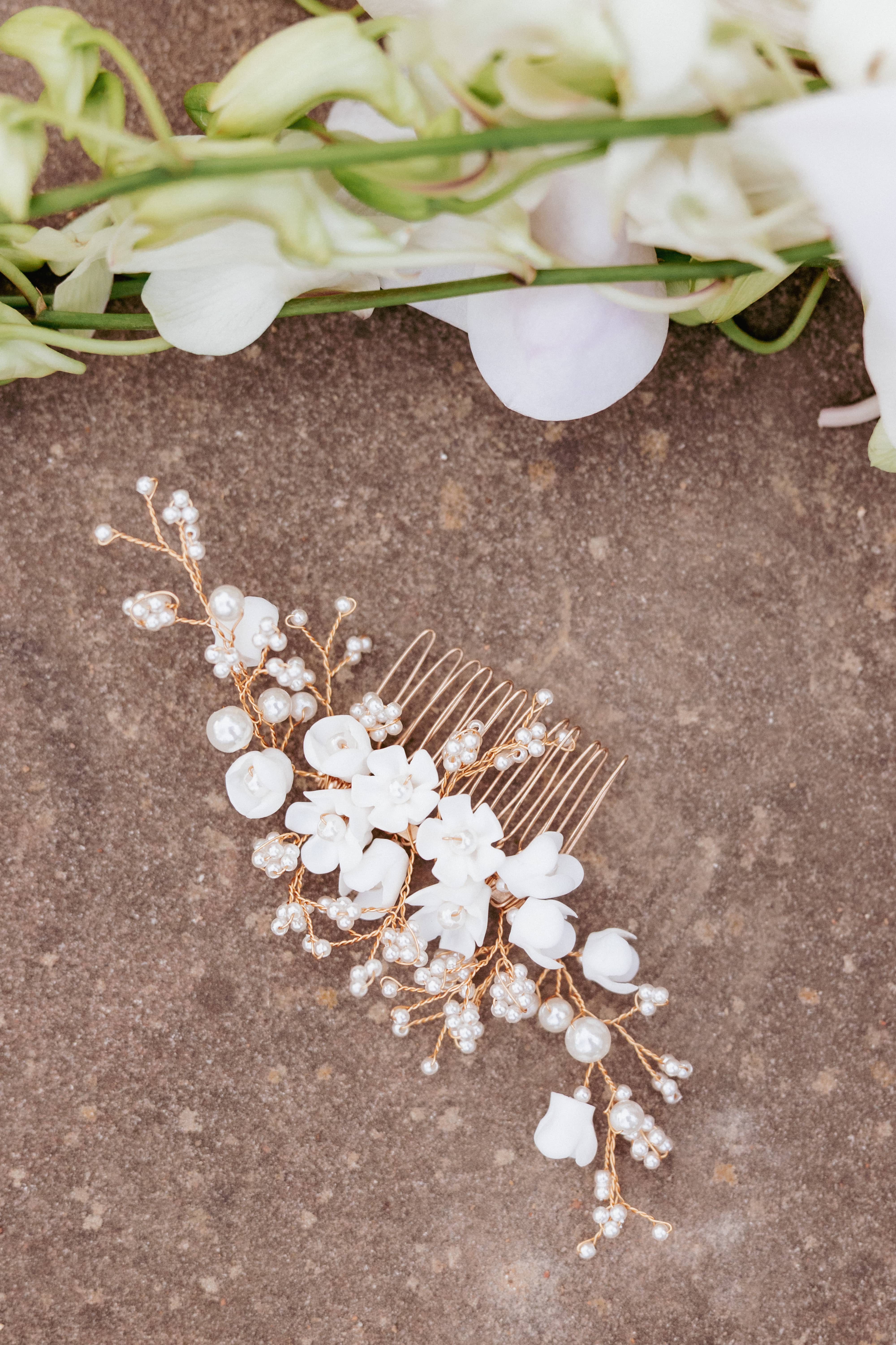 Petal and Pup USA ACCESSORIES Geraldine Hair Comb - White One Size
