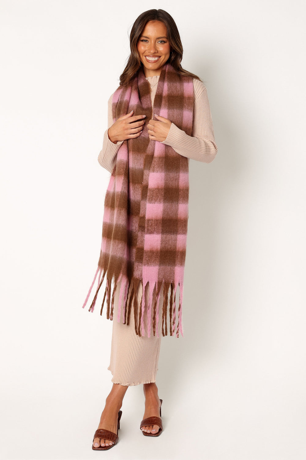 Petal and Pup USA ACCESSORIES Ginnie Scarf - Pink Check One Size