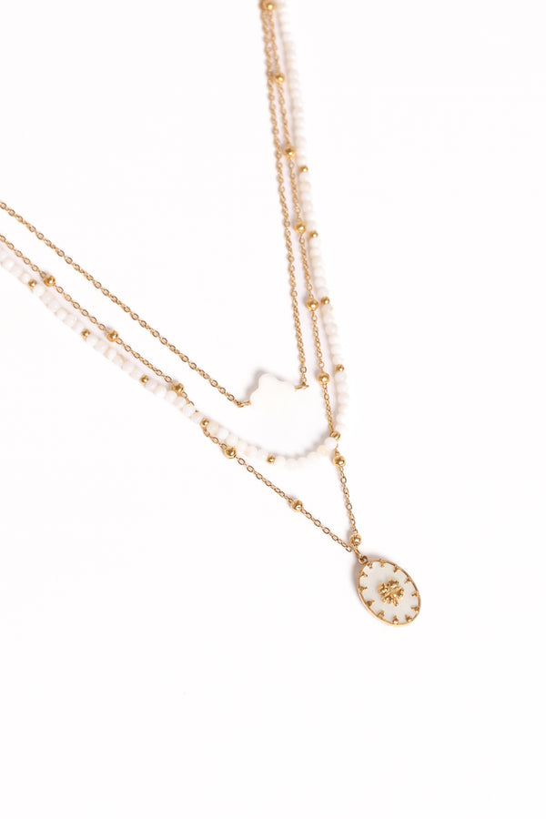 Petal and Pup USA ACCESSORIES Goldie Necklace - Gold/White One Size