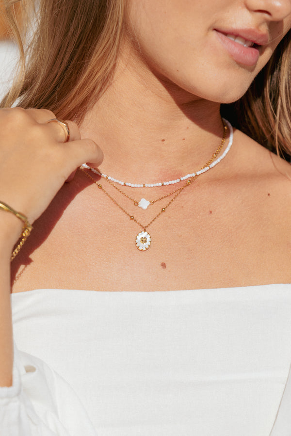 Petal and Pup USA ACCESSORIES Goldie Necklace - Gold/White One Size