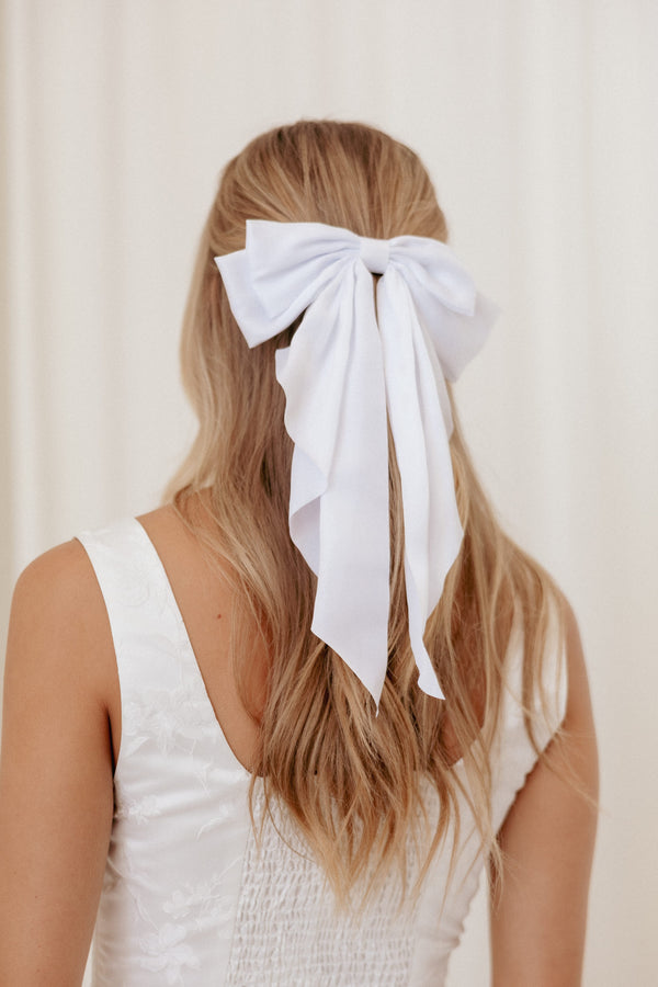 Petal and Pup USA ACCESSORIES Grace Hair Bow - White One Size