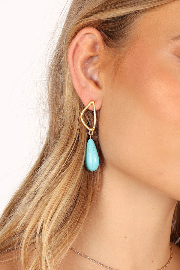 Petal and Pup USA ACCESSORIES Isabella Turquoise Earrings - Gold One Size