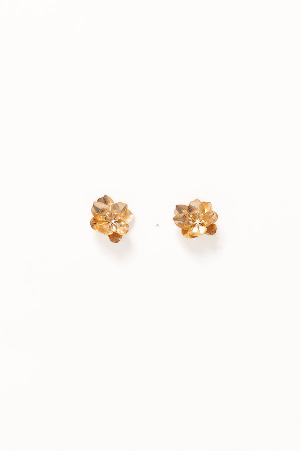 Petal and Pup USA ACCESSORIES Isobel Flower Earrings - Gold One Size