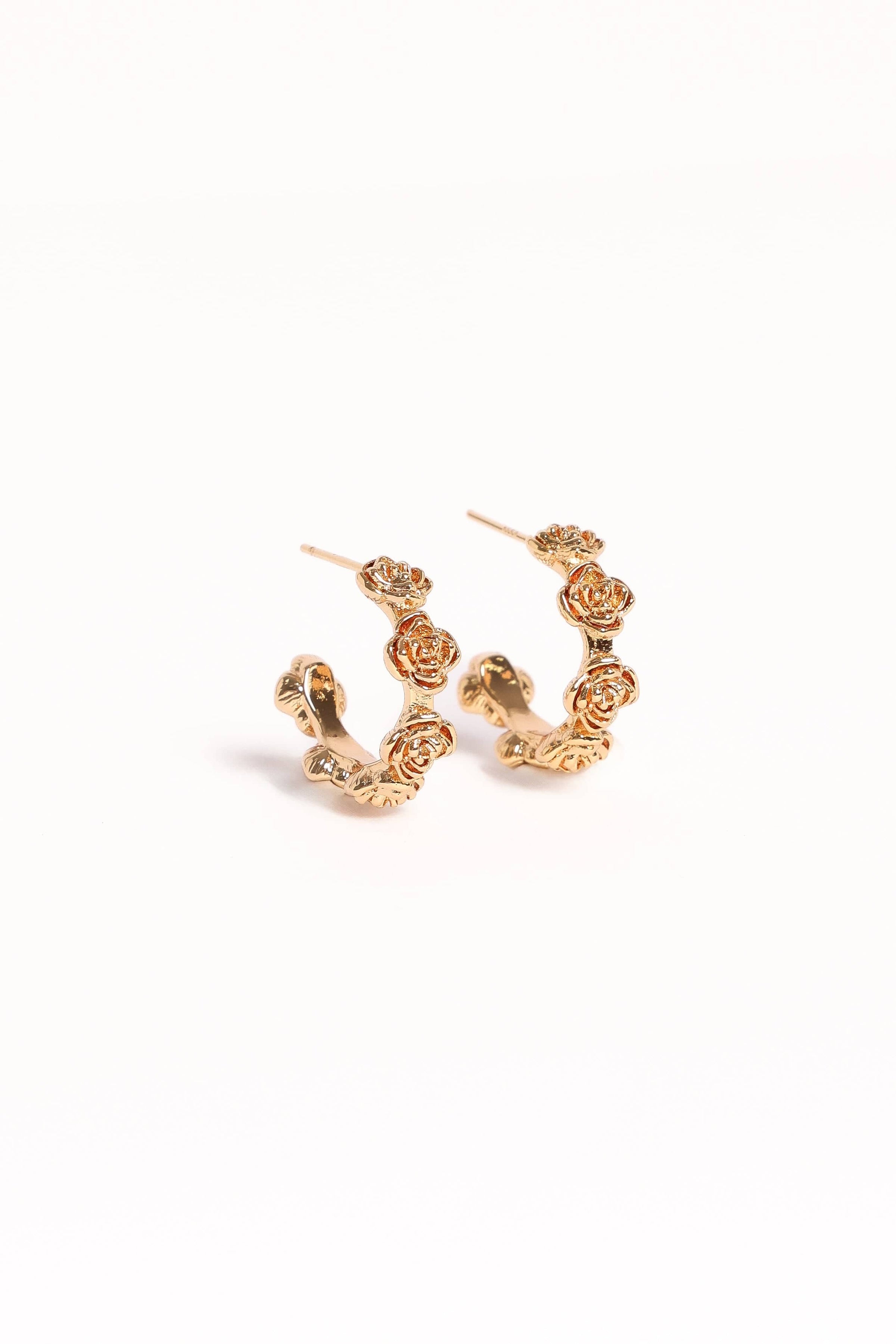 Petal and Pup USA ACCESSORIES Jennie Flower Earrings - Gold One Size