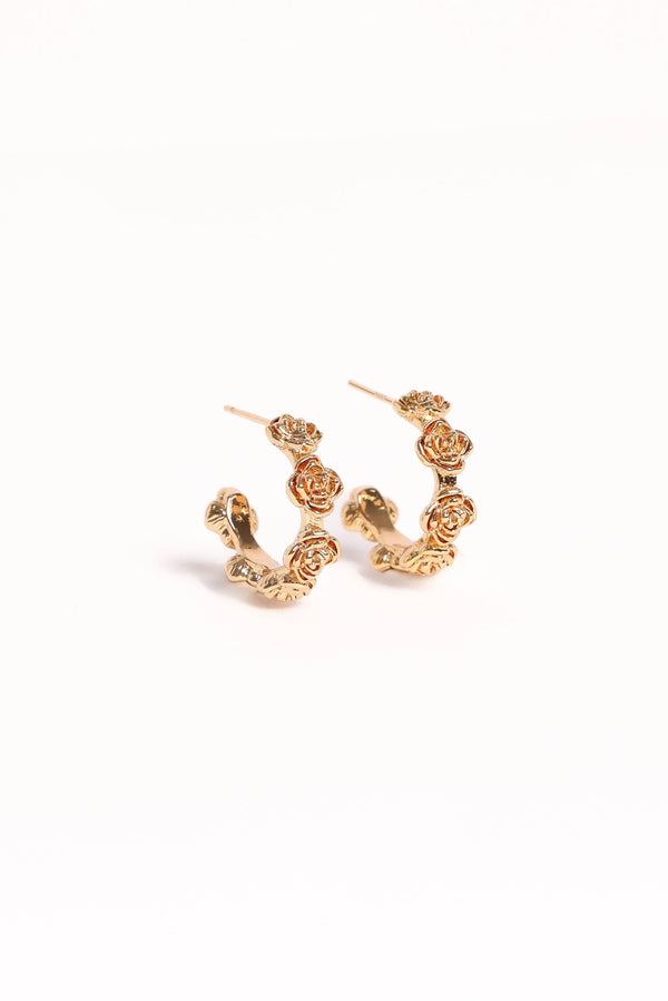 Petal and Pup USA ACCESSORIES Jennie Flower Earrings - Gold One Size